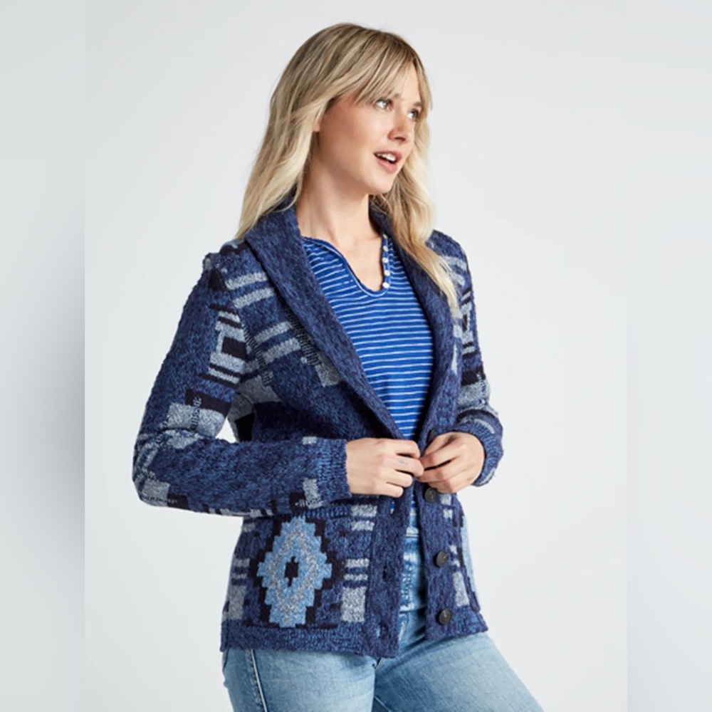 Lucky Brand Indigo Patchwork Cardigan